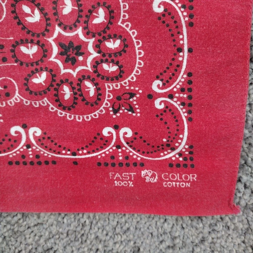 Vtg 50s 60s Elephant Trunk Up Bandana Indigo Red Selvedge Cotton Workwear #1842